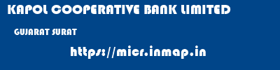 KAPOL COOPERATIVE BANK LIMITED  GUJARAT SURAT    micr code